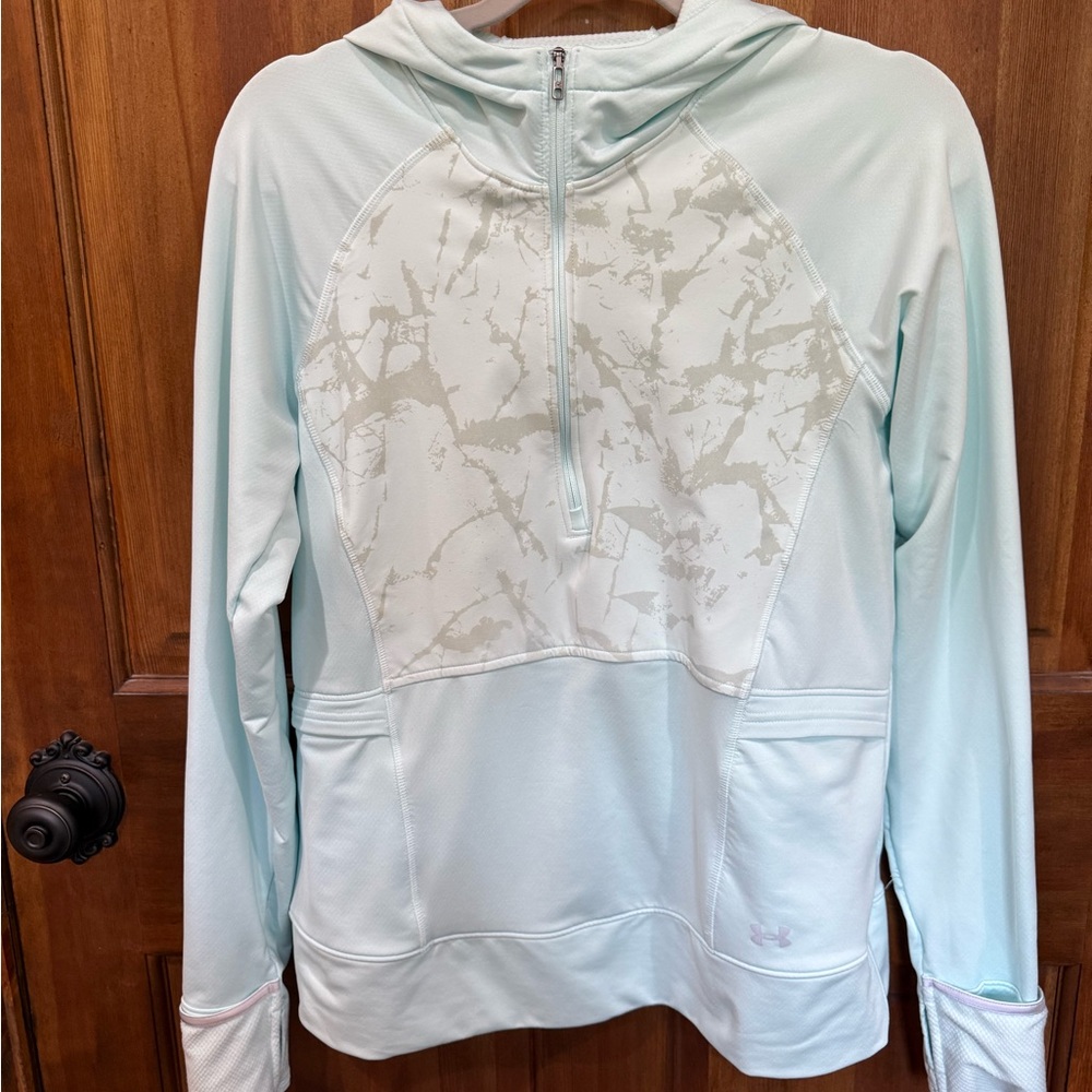 Women's‎ Under Armour Light Green/Blue Half-Zip Hoodie - L